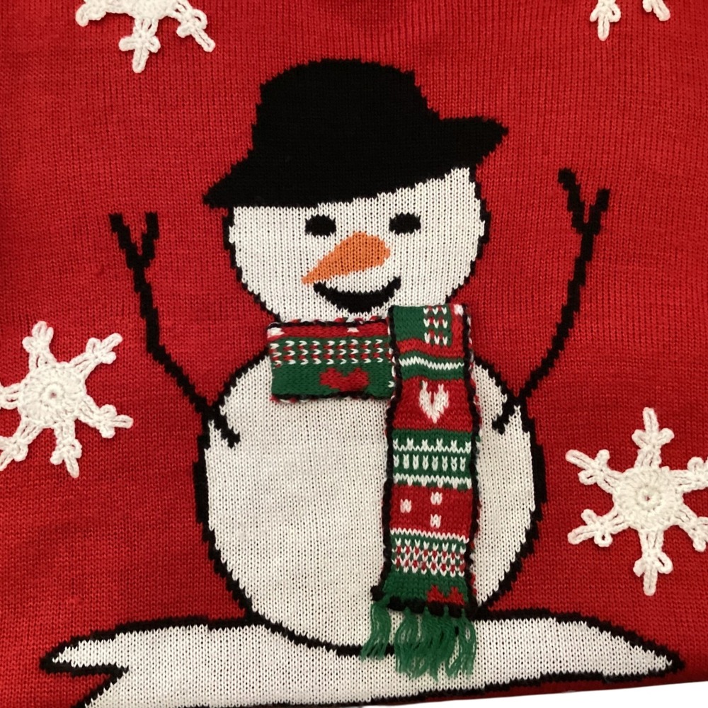 Karen Scott Womens Red Snowman Snowflake Ugly Christmas Sweater Size M Acrylic - Picture 7 of 8